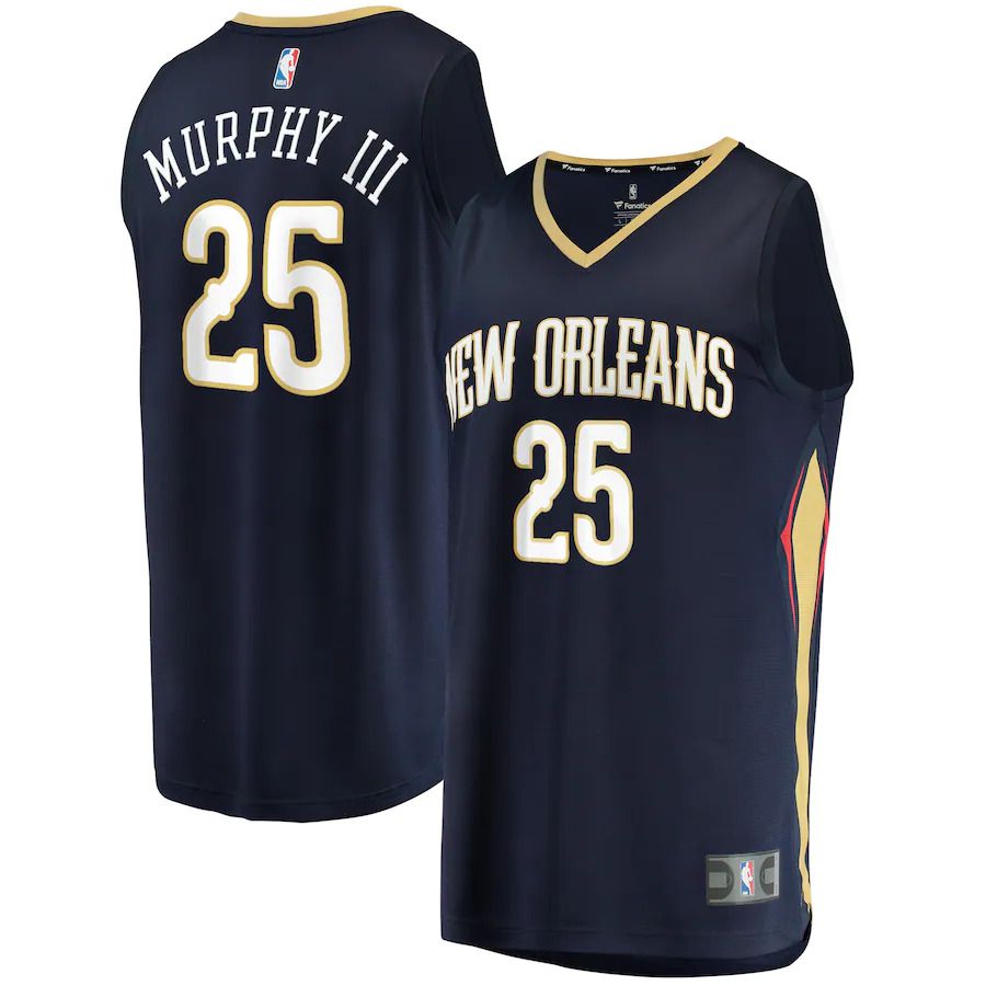 Men New Orleans Pelicans #25 Trey Murphy III Fanatics Branded Navy Icon Edition 2021-22 Fast Break Replica NBA Jersey